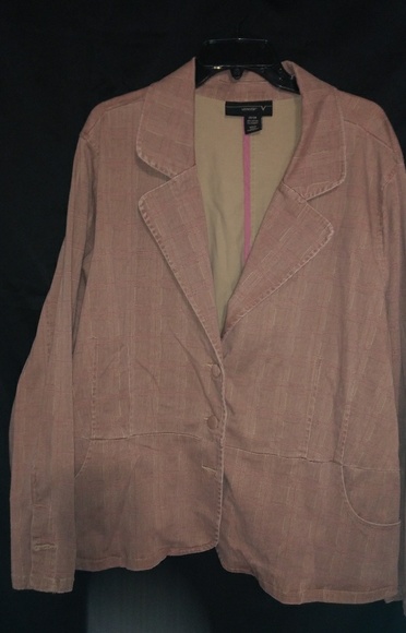 Venezia Jackets & Blazers - Venezia  26/28 Peach Pink Plaid Blazer Plus